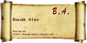 Benák Alex névjegykártya