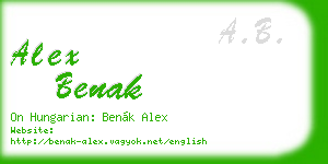alex benak business card