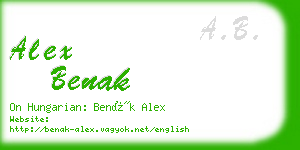 alex benak business card